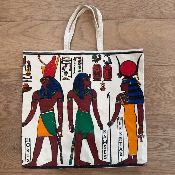 unknown Handbags - Egyptian Art Canvas Tote Bag Nefertari Horus Ramses‎ Egypt Souvenir